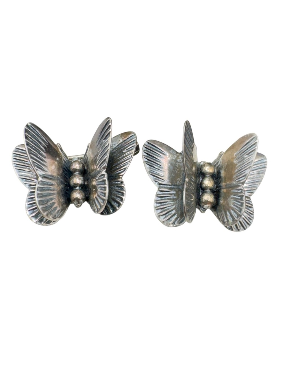 Vintage Sterling Double Fleur De Lis Crown Chatelain/Sweater Pins